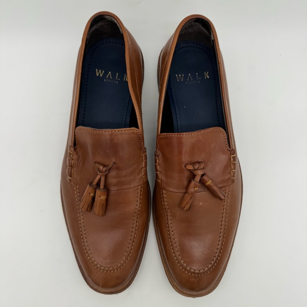 Walk London Tan Brown Leather Tassel Loafer Size 11 - Picture 5 of 14